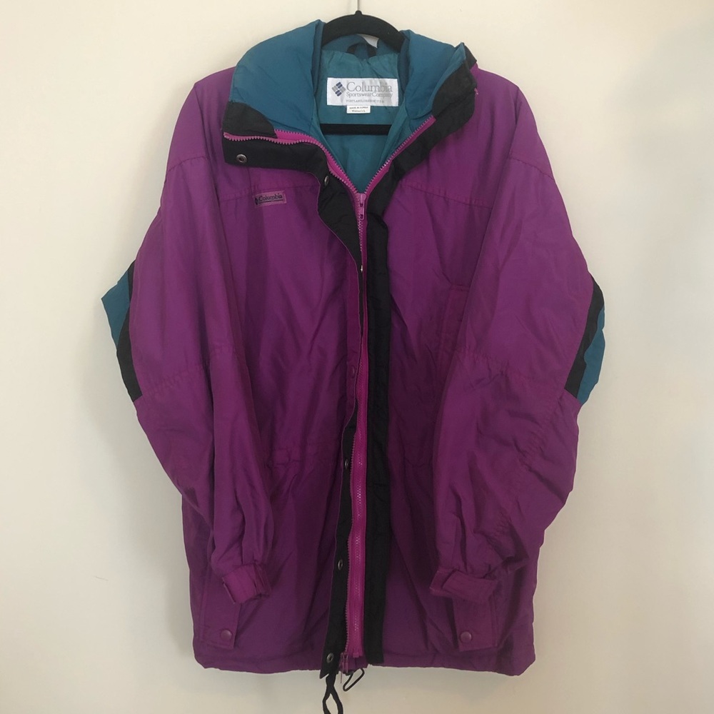 Vintage Columbia Purple Rain Jacket teal hooded windbreaker